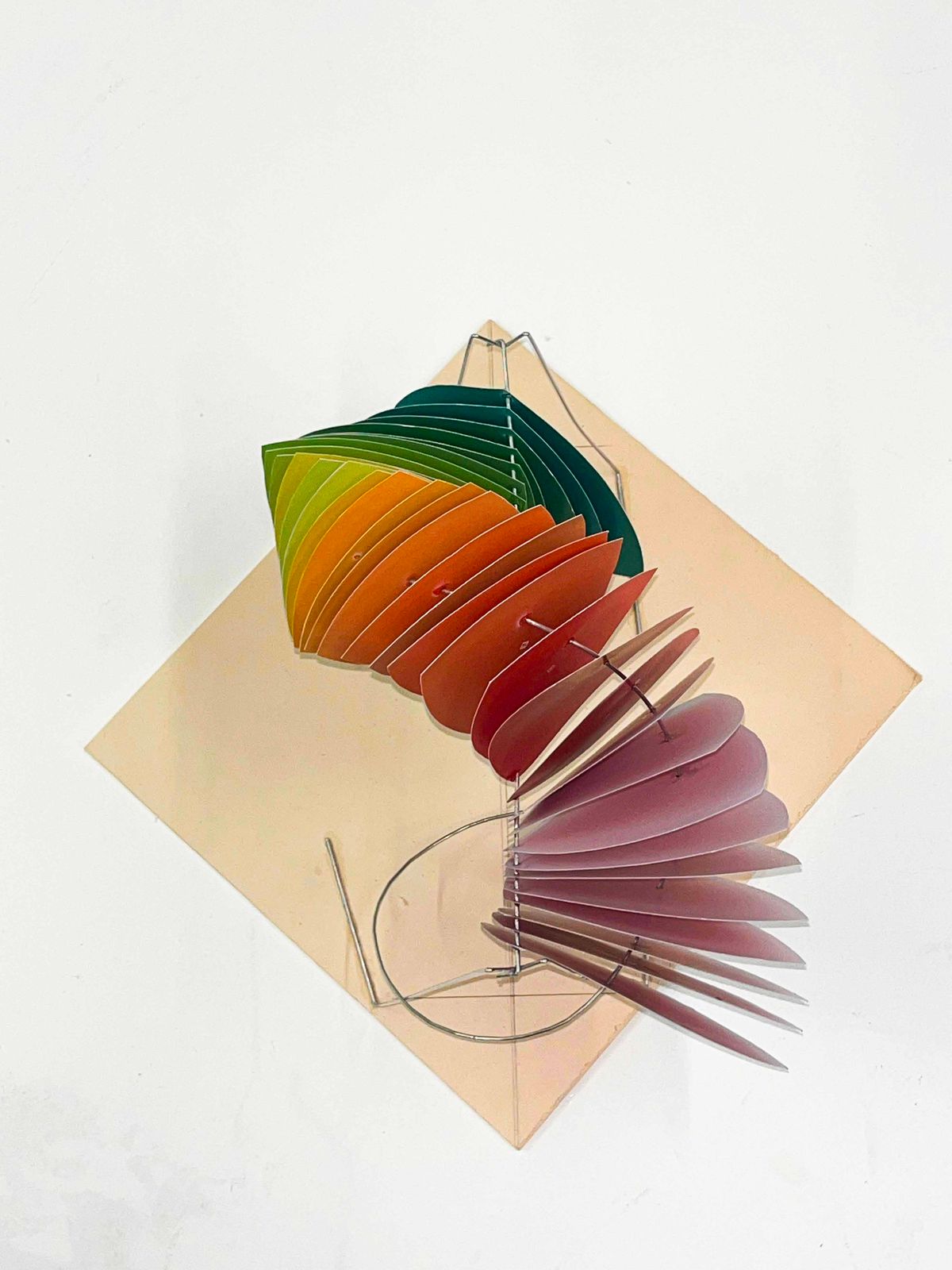 Spiral of sheets on a table